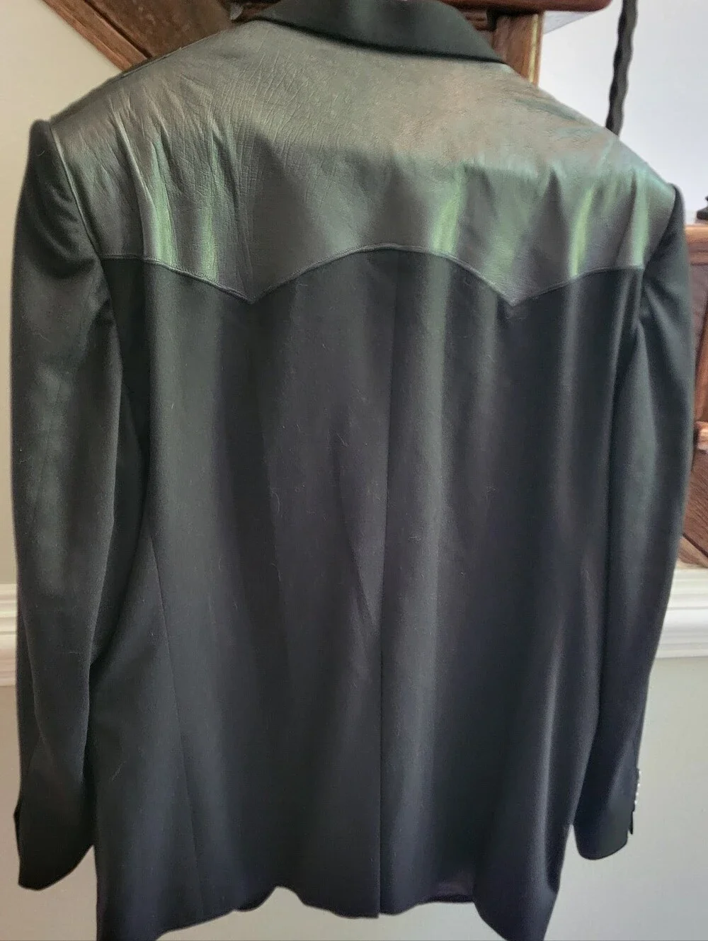 Men's Larry Gatlin Stagecoach Black Western Blazer Cashmere & Ostrich Size 46L